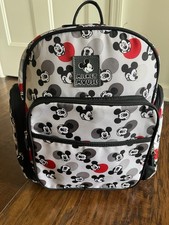 Disney Mickey Mouse Gray Backpack Diaper Bag Insulated Pocket Stroller Loops