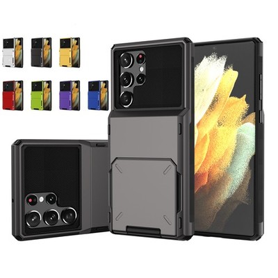 For Samsung Galaxy S25 S26 Ultra S24+ S23 FE Rubber Credit Card Slot Wallet Case