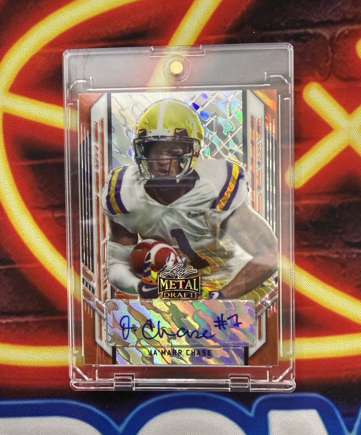 Leaf 2021 Metal Draft Ja'Marr Chase LSU Tigers Auto #PA-JMC Serial #5/7 NCAA