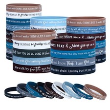 36 Pcs Religious Silicone Wristbands Bulk Bible Rubber Bracelets Colorful