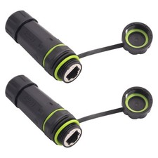 2PCS Waterproof RJ12 Panel Mount Coupler, CAT3 RJ11/RJ12 6P6C Female to Femal...