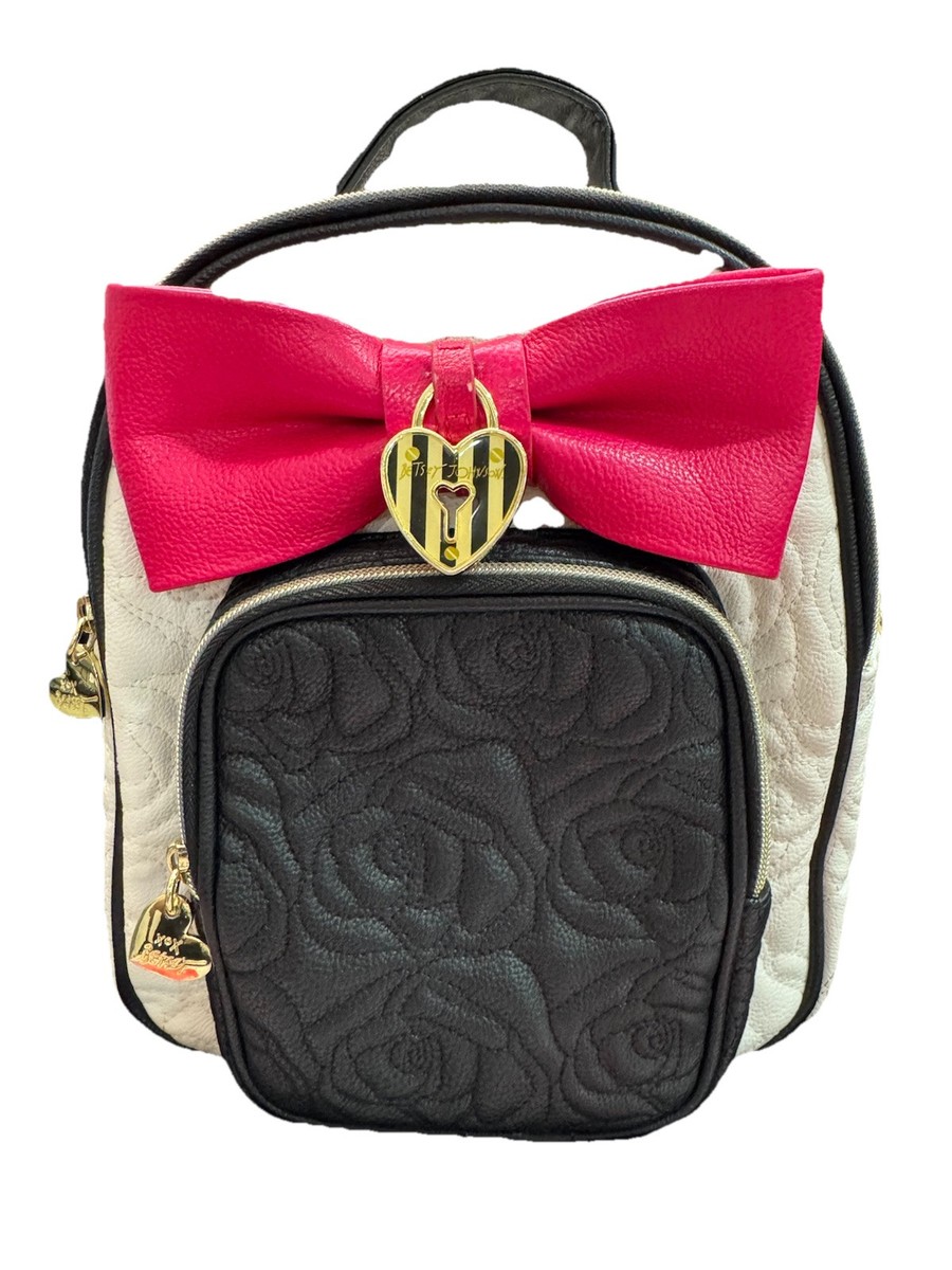 Betsey Johnson Convertible Backpack With Hot Pink Bow Black  display picture 2