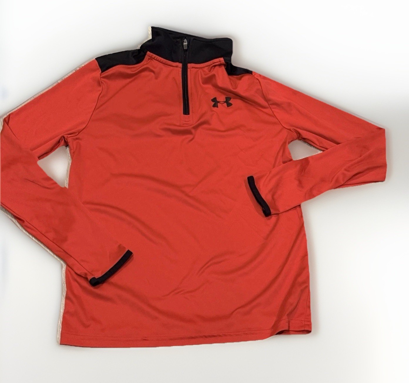 Under Armour Loose Jacket Boys Large Red 1/4 Zip Golf Mock Neck Pullover Loose