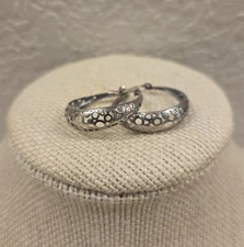 Sterling Silver Ornate Hoop Earrings Boma 925 25mm