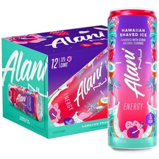 Alani Nu Sugar Free Energy Drink, Hawaiian Shaved Ice, 12 fl oz, 12 Pack, Cans,