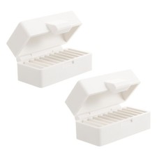 2Pcs Compact Battery Holder Storage Case White for Button Batteries Home Office