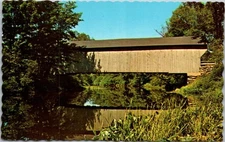 Corbin Bridge North Newport New Hampshire Sugar River Vintage Chrome Postcard B1