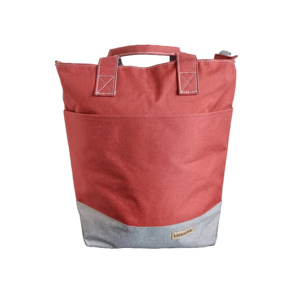 LocknLock Insulated Tote With 3-Piece Storage Set Red Gray Lock & Lock Lock And - Image 2 of 4