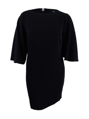 Lauren by Ralph Lauren Women's Bell-Sleeve Shift Dress (8, Polo Black)