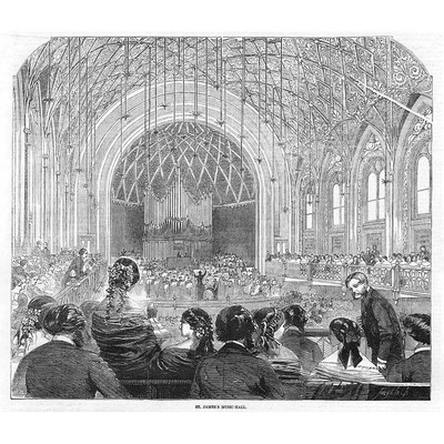 LONDON St James's Music Hall - Antikdruck 1858