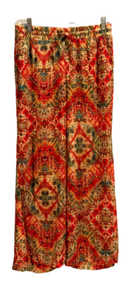 Show Me Your Mumu SZ Small Semi-Sheer Pants Wide Leg Red/Pattern Swim Cover Up