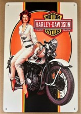 Harley Race Girl Tin Sign (Panhead Knuckle Fat Sportster Twin Hog Softail) W40