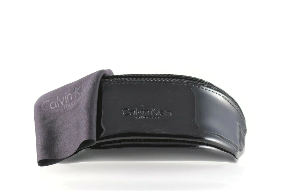 New Calvin Klein Collection Zip Soft Sunglasses Case w/ cloth - Shiny Black