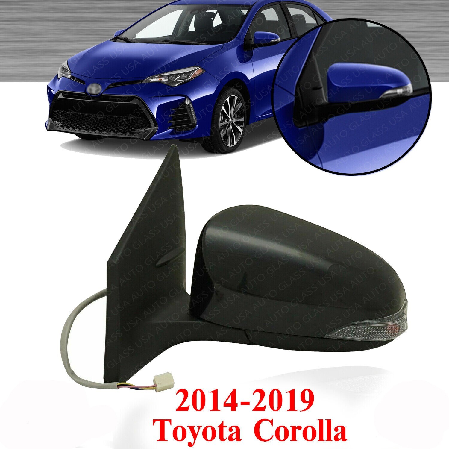 Heated Power Paintable Driver Side Mirror for 2014-2019 Toyota Corolla-image