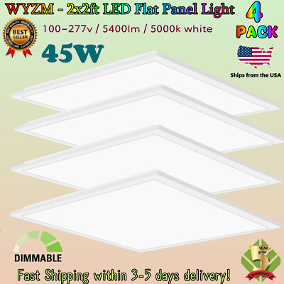 2'x2' LED Flat Panel Light 5400LM 45W 5000K Dimmable Drop Ceiling Office White