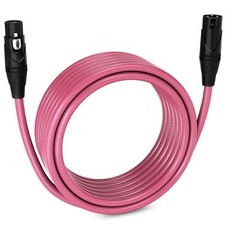LyxPro Microphone 25 feet XLR Cable, Male to Female, 3 Pin Mic Cable, Pink
