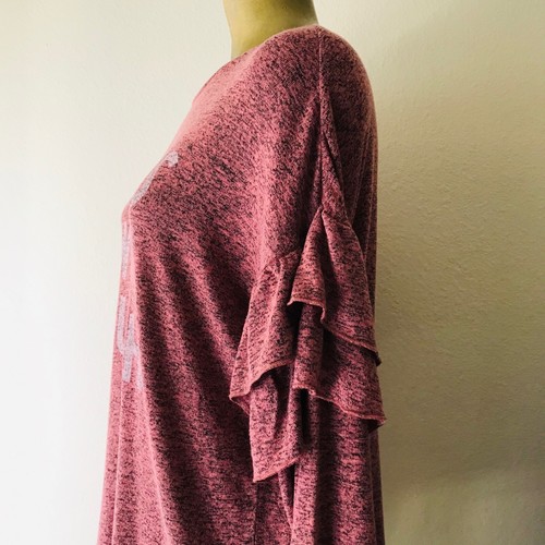 Xhilaration NWT Influencer Style BABES WHO BRUNCH Rose RUFFLE Sleeve SWEATER XL - Picture 10 of 10