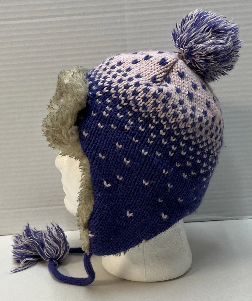 Unisex Adulto Tejido Toque Gorro Sombrero Orejeras Borlas de Piel Sintética Rosa Púrpura OSFM Foto 4 de 4