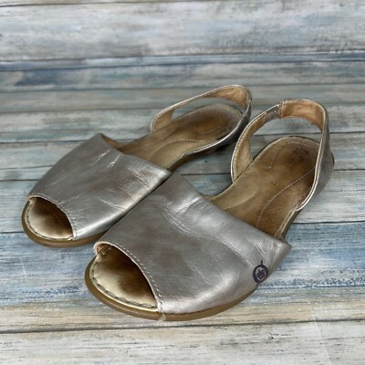 Born Trang Sandals Womens Size Gold Metallic Leather Sling Back