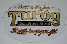 RARE VINTAGE Eat TUROG Best Brown Bread Reverse Painted Glass Advertising SIGN