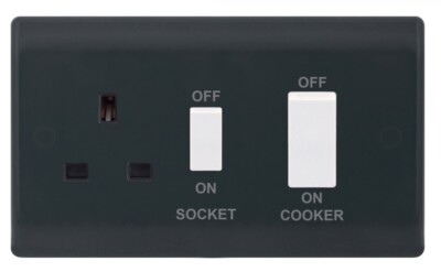 CLICK SSL632 45A Herdeinheit 13 Ampere geschaltete Steckdose SCHWARZ weiß Wippen (137)