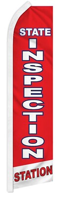State Inspection Red Advertising 2.5'x11.5' Super-Knit Poly Super Flag Banner