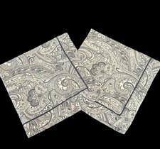 2 Ralph Lauren Heritage Paisley Euro Shams Damask Grey Light Blue Luxury Cotton