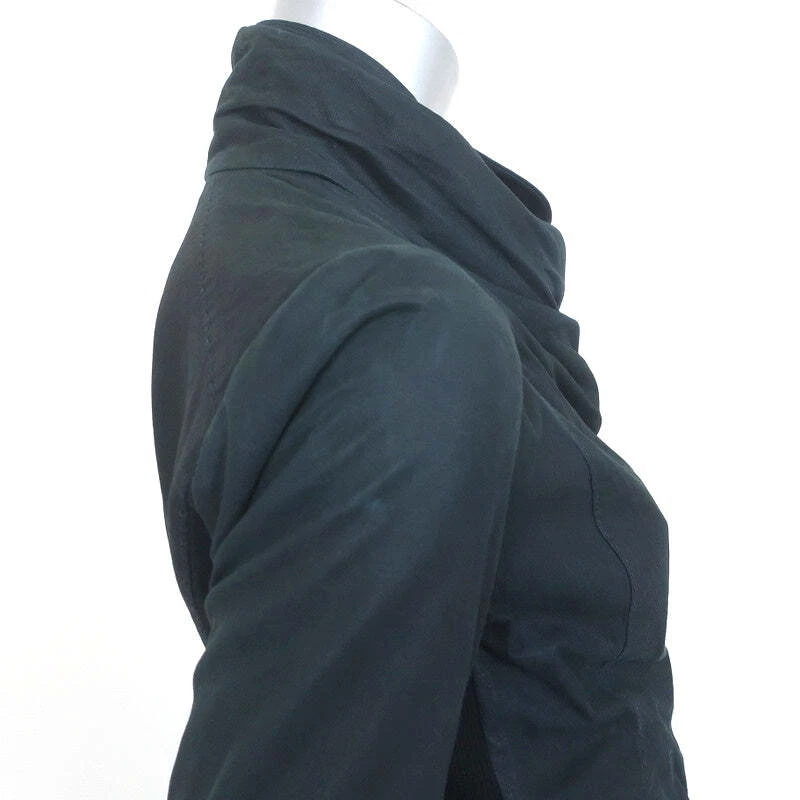 Vince Cowl Neck Leather Biker Jacket Navy Size Medium - Image 4 of 4