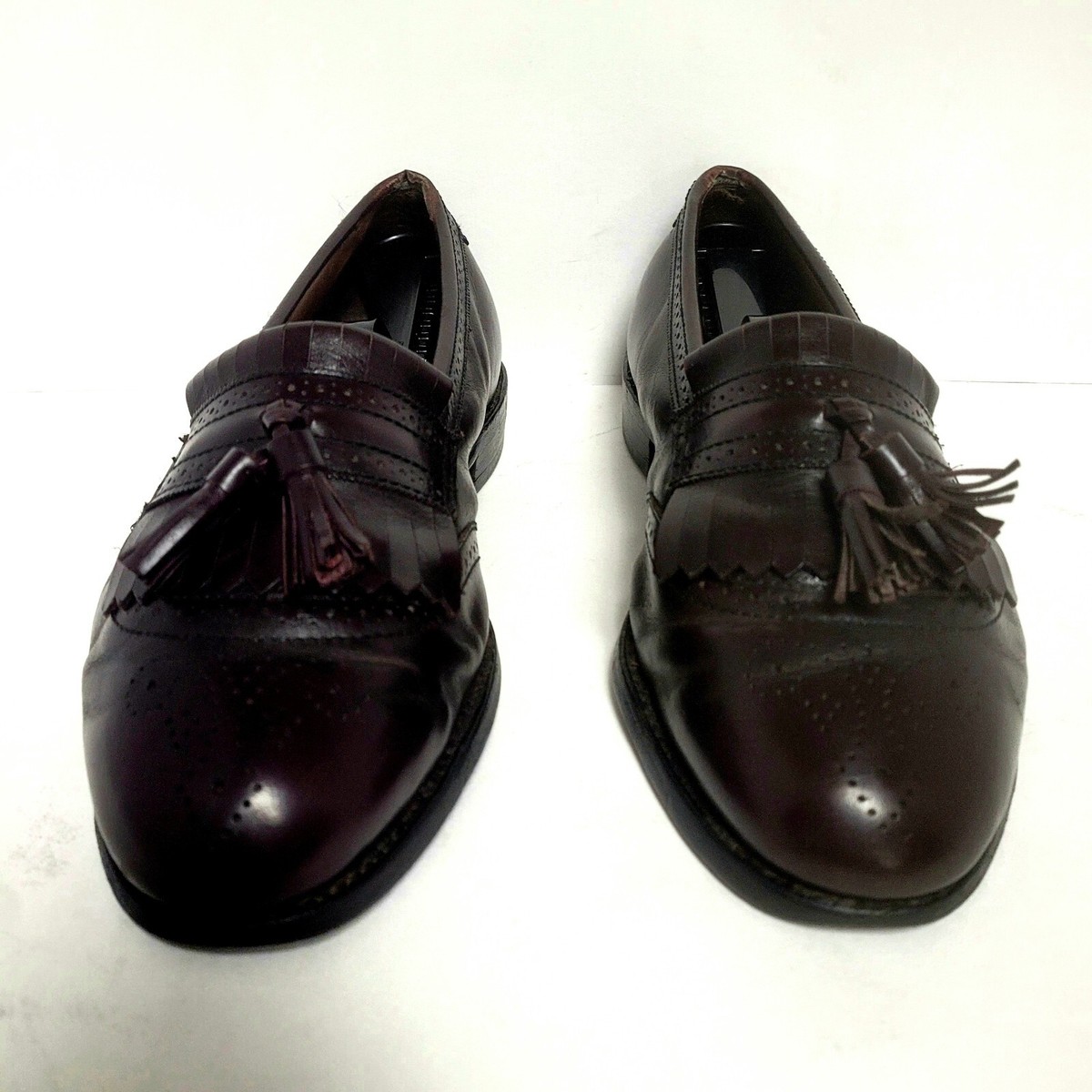 Allen Edmonds Bridgeton Brown Leather Slip-on Kiltie Tassel Loafer Shoes 10B Size 8.5 C - 80s/90s Kiltie Loafer With Braided Laces by  main image 2