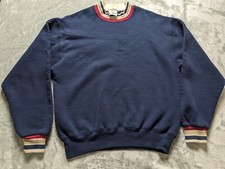 VTG Jerzees Sweatshirt Mens M Blue Blank Ringer Super Sweats USA Made Activewear