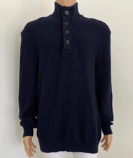 Trenery Men  s XXL Navy Blue Pima Cotton Textured Knit Jersey Pullover Jumper