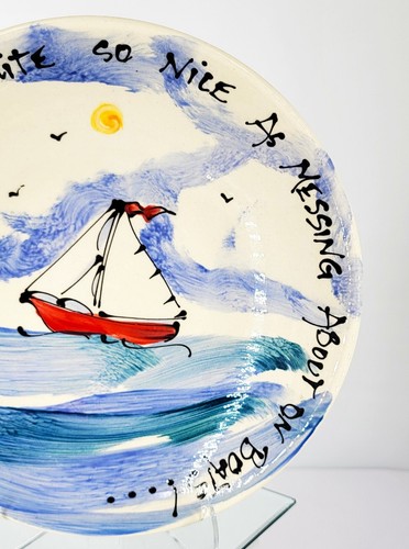 Hand Painted Bowl "There is Nothing Quite So Nice As Messing About On Boats" MCM - Picture 8 of 11