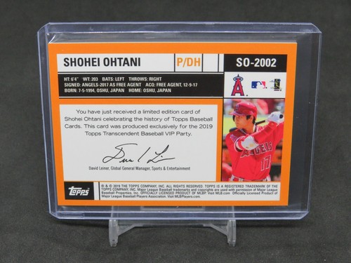 2019 TOPPS TRANSCENDENT VIP PARTY SHOHEI OHTANI 02 GOLD RC /50 ANGELS TB3 - Picture 2 of 2