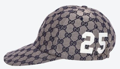 GUCCI GG Logo 25 Patch Jacquard Cotton Canvas Baseball Cap Hat