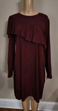 Michael Kors Womens Dress Size XL Burgundy Merlot Ruffle Long Sleeve 