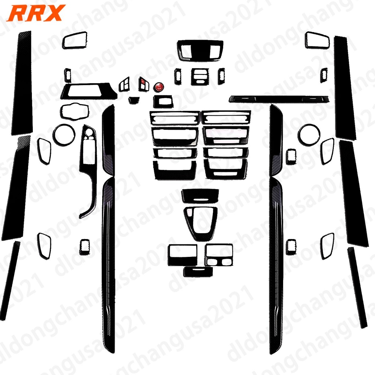 62Pcs Glossy Piano Black Kits Full Interior Trim For BMW 3 Series
