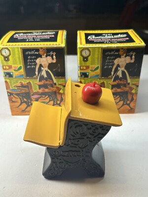 2 NEW Vintage Avon Remember When School Desk Decanter Here's My Heart Cologne