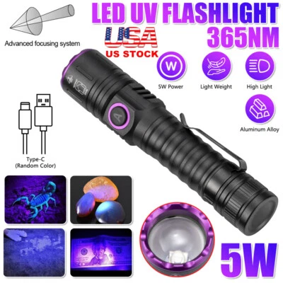 ALONEFIRE UV Light Blacklight 365nm LED Flashlight Inspect Torch Zoomable USB Rechargeable