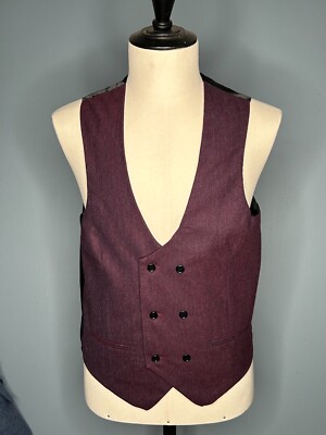 Burgundy Lambswool Scoop Double Breasted Waistcoat UK