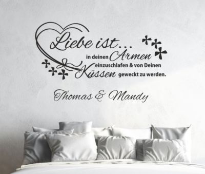 Wandaufkleber Wandtattoo Aufkleber Schlafzimmer Liebe ist.. Arme Kuss 2 Name  53