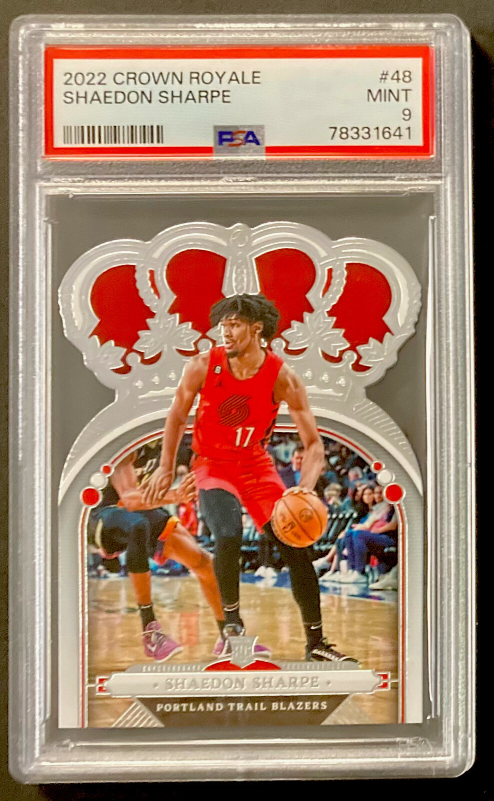 2022-23 Crown Royale Shaedon Sharpe RC Rookie #48 Portland Trailblazers PSA 9 🔥
