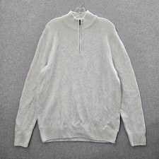 Sonoma Men Sweater Large Gray Supersoft Knit 1/4 Zip Long Sleeve READ