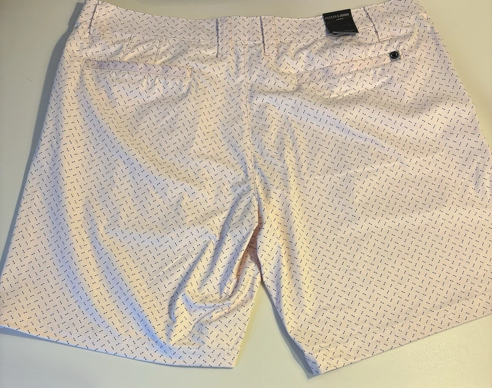 Pantalones cortos de rendimiento Hudson & Barrow para hombre, talla 36, rosa con negro, nuevos con etiquetas Foto 3 de 3