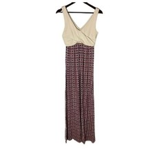 Maeve Anthropologie Size XS Pattern Mixed Media V-Neck Boho Stretch Maxi Dress