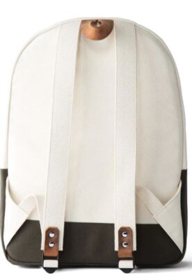 Jack + Mulligan Navy with Cream Leather Canvas Backpack Pablo Backpack - Navy main image 4