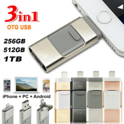 1TB 3 In 1 USB 3.0 OTG Flash Drive Speicherstick Memory Stick Für iPhone Android