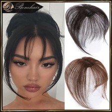 100% Human Hair Thin 3D Wispy Bangs Clip In REAL Fringe Front Piece Extensions