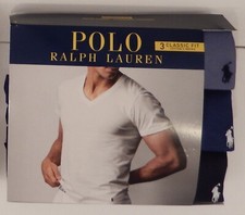 3 PK GENUINE RALPH LAUREN POLO SIZE MEDIUM BLUE V NECK COTTON T SHIRT UNDERSHIRT