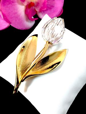 SWAROVSKI CRYSTAL MEMORIES CLASSICS 18K GOLD PLATED TULIP FLOWER