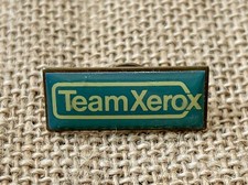 Vintage Team Xerox Enamel Lapel Pin Green Bar Yellow Font 1 1/4 Inches